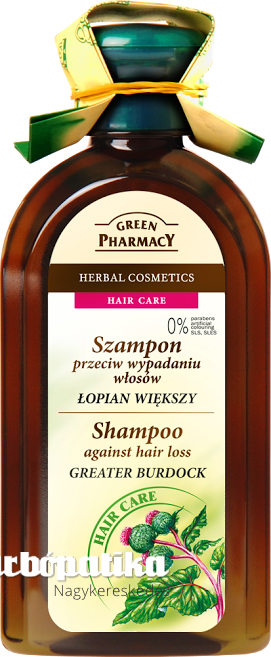 Green Pharmacy gyógynövényes sampon hajhullás ellen bojtorján kivonattal 350 ml (0% paraben, mesterséges színezék, SLS, SLES)
