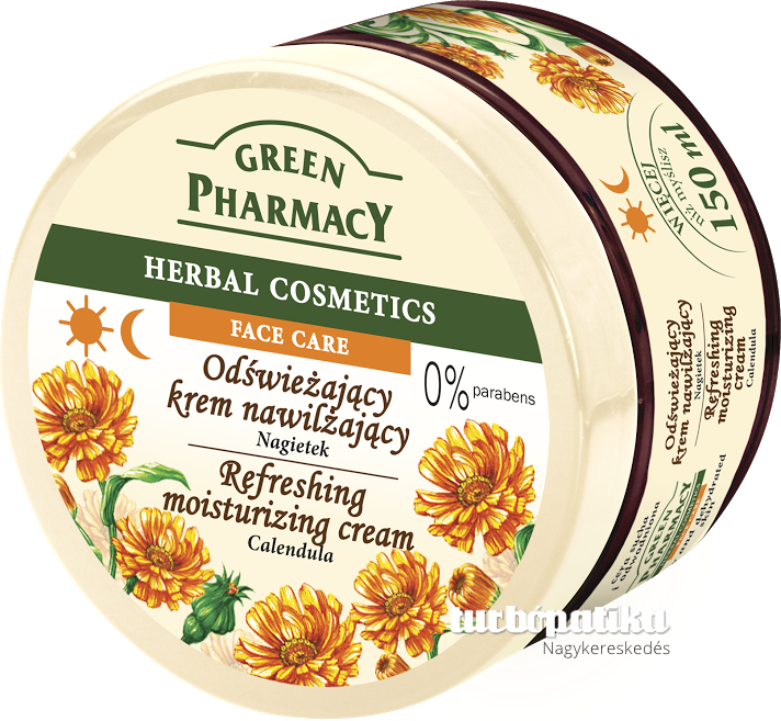 Green Pharmacy gyógynövényes körömvirág és makadámia dió kivonatot tartalmazó arckrém shea vajjal és pathenollal (0% parabens) 150ml Frissítő, hidratáló nappali-éjszakai
