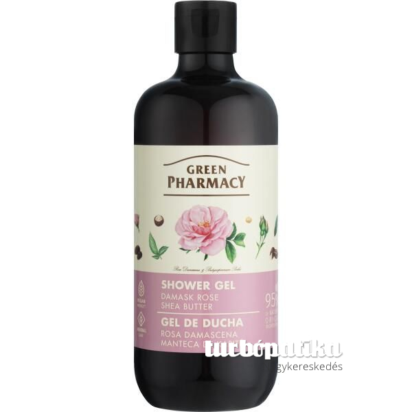 Green Pharmacy gyógynövényes tusfürdő 500 ml - Damaszkuszi Rózsa és Shea Vaj (0% parabens, silicones, PEG)