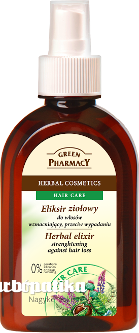 Green Pharmacy gyógynövényes hajelixír hajerősítő, hajhullás csökkentő 250ml (0% paraben, mesterséges színezék, SLS, SLES)