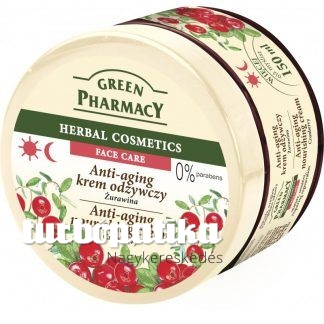 Gyártói készlethiány! Green Pharmacy gyógynövényes anti- aging arckrém vörös áfonya kivonattal, panthenollal (0% parabens) 150 ml Tápláló krém a bőröregedés ellen
