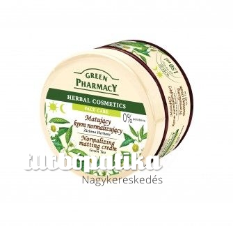 Gyártói készlethiány! Green Pharmacy gyógynövényes arckrém mattító és normalizáló hatású zöld tea kivonattal 150 ml (0% parabens) Zsíros és vegyes bőrre