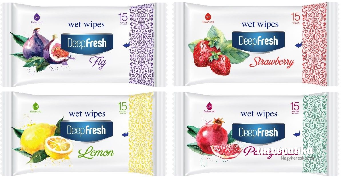 Deep Fresh nedves törlőkendő 15 db-os Fruit Collection