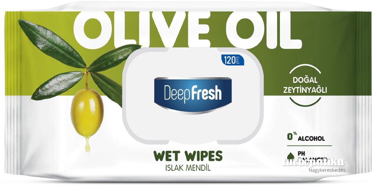 Deep Fresh nedves törlőkendő 120 db-os Olive Oil-FlipTop