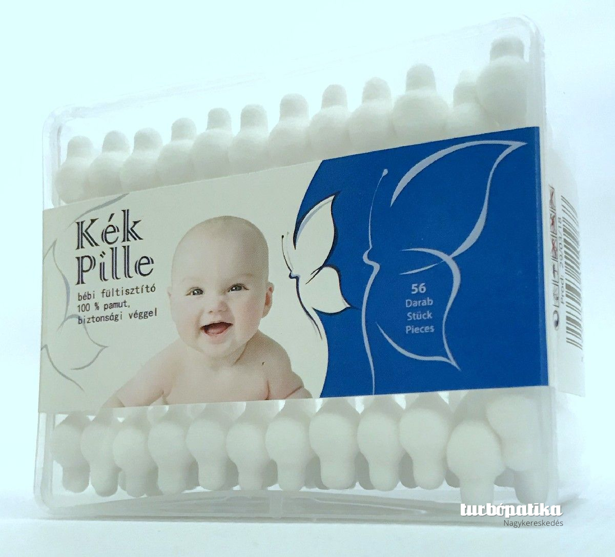 Kék Pille biztonsági fültiszító pálcika 56 db baby