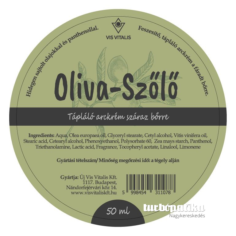 ÚVV Oliva - Szőlő tápláló arckrém száraz bőrre 50 ml