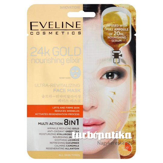 EVELINE KOREAI TEXTIL ARCMASZK REVITALIZÁLÓ 24K ARANNYAL 20 ml hatóanyaggal