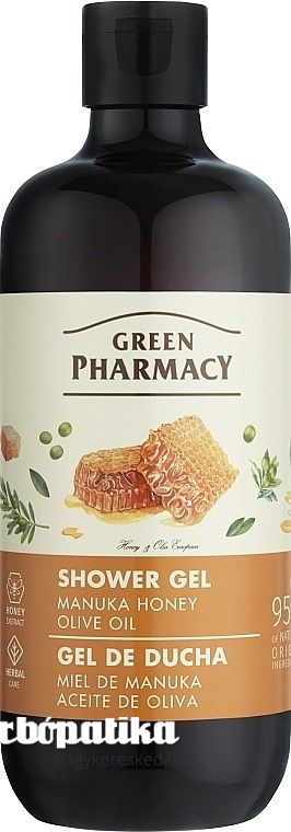 Green Pharmacy gyógynövényes tusfürdő 500 ml - Manuka méz és oliva olaj (0% parabens, silicones, PEG)