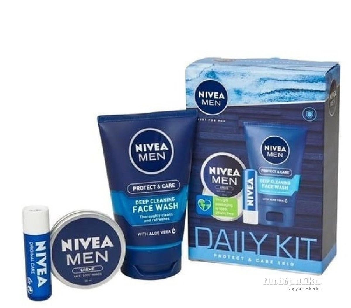 Nivea ajándékcsomag Daily Kit (arcmosó 100ml+labello+krém 30ml) férfi