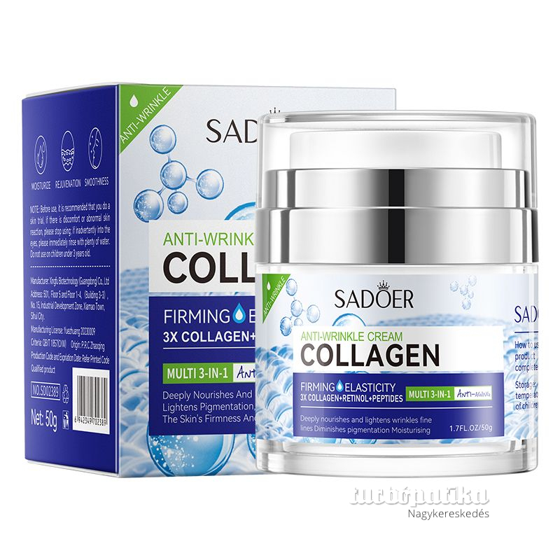 Sadoer kollagénes ránctalanító krém 3X hatás Collagen / Retinol / Peptid 50 g SD02389