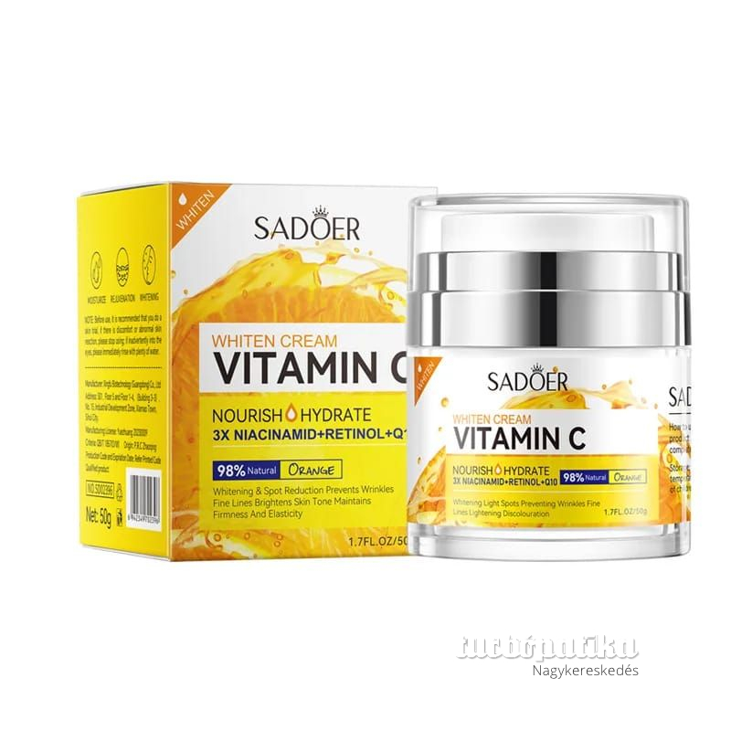 Sadoer C-vitaminos fehérítő krém 3X hatás Niacinamid / Retinol / Q10 50g SD02396 