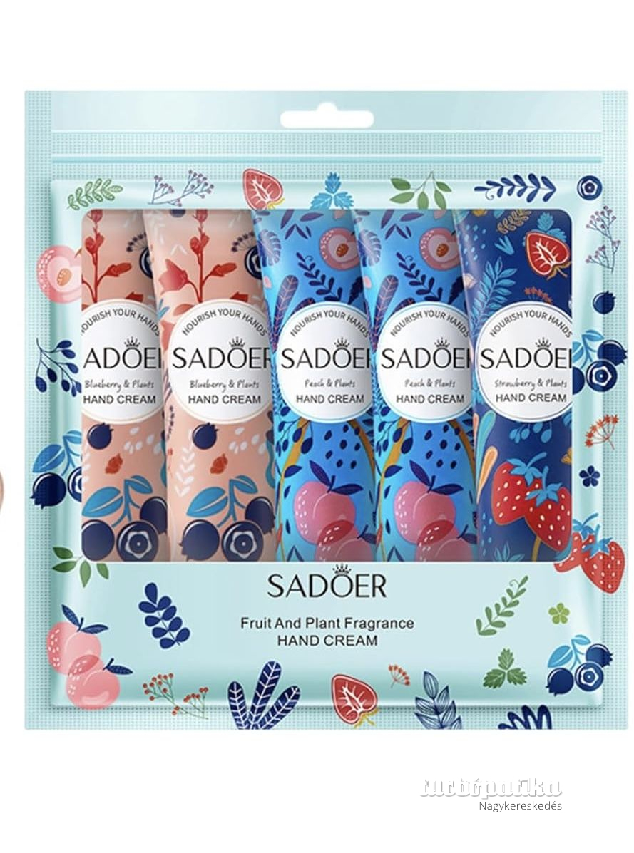 Sadoer kézkrém 2XKékáfonya, 2XBarack, 1XEper 30 g 5 db-os kiszerelés Sadoer kézkrém 2XKékáfonya, 2XBarack, 1XEper 30 g 5 db-os kiszerelés