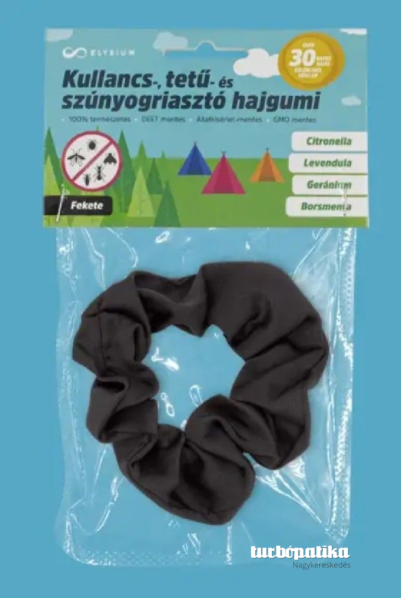 Hajgumi kullancs, tetű és szúnyogriasztó szatén, fekete 