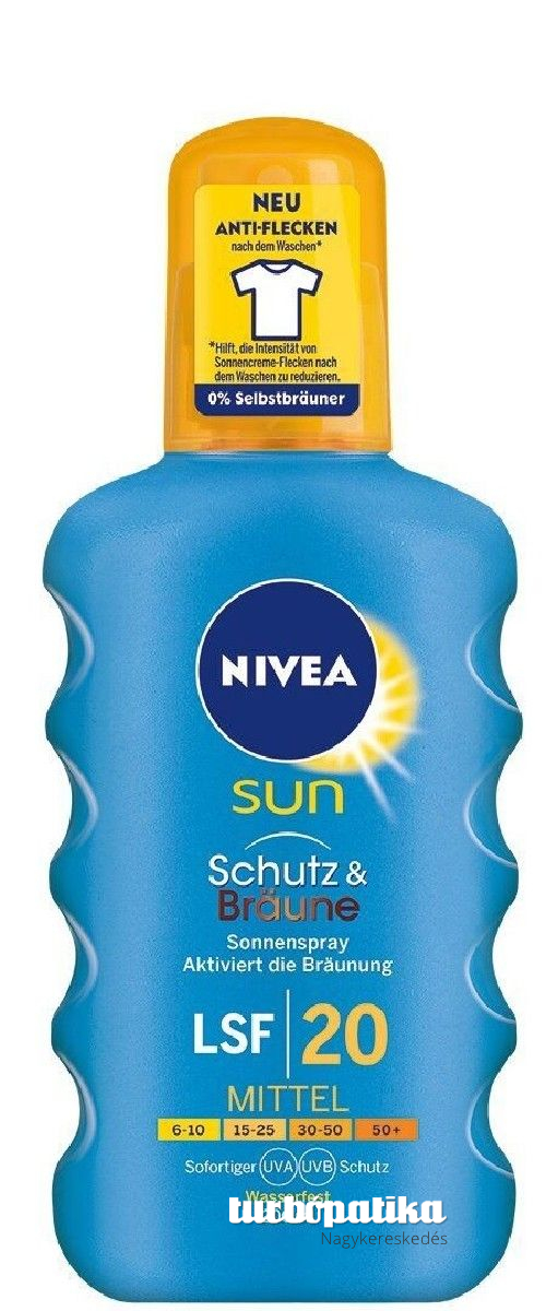 Nivea Sun naptej 200 ml Protect and Tanning spray SPF 20