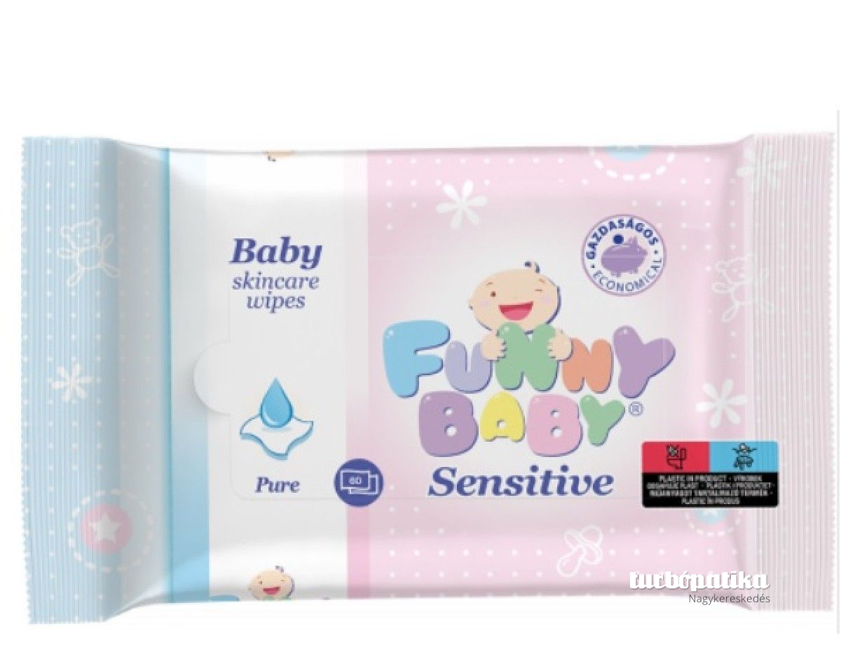 Funny Baby nedves baba törlőkendő 60 db-os Sensitive