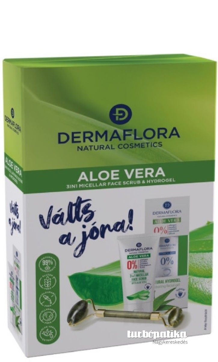 Dermaflora ajándékcsomag női (hidrogel 50ml+micellás arcradír 100ml+arcmasszírozó) aloe Dermaflora ajándékcsomag női (hidrogel 50ml+micellás arcradír 100ml+arcmasszírozó) aloe