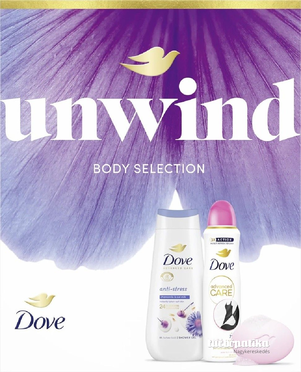 Dove ajándékcsomag AntiStress (tusfürdő 225ml + deo 150ml + szappan 90g) női