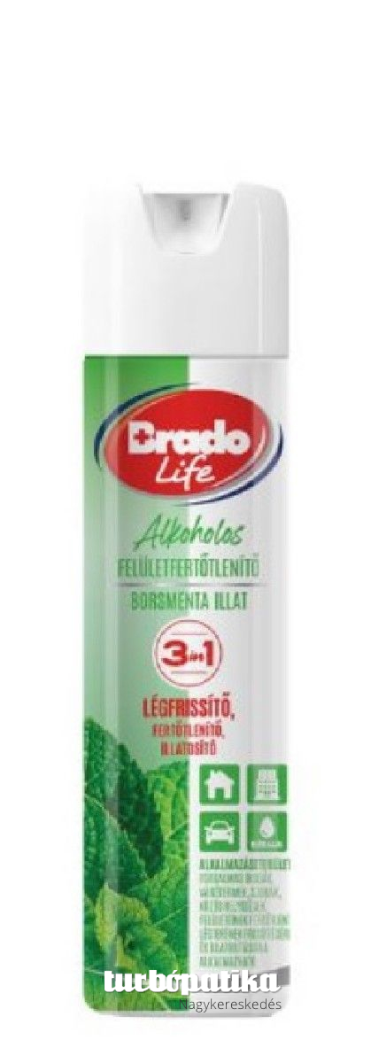 Bradolife felületfertőtlenítő és légfrissítő 300ml Borsmenta