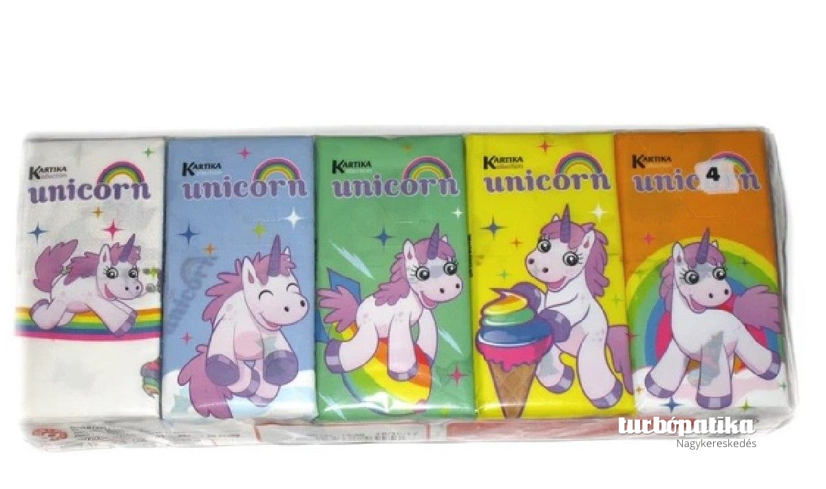 Kartika papírzsebkendő 9x10 db 3 r. UNICORN