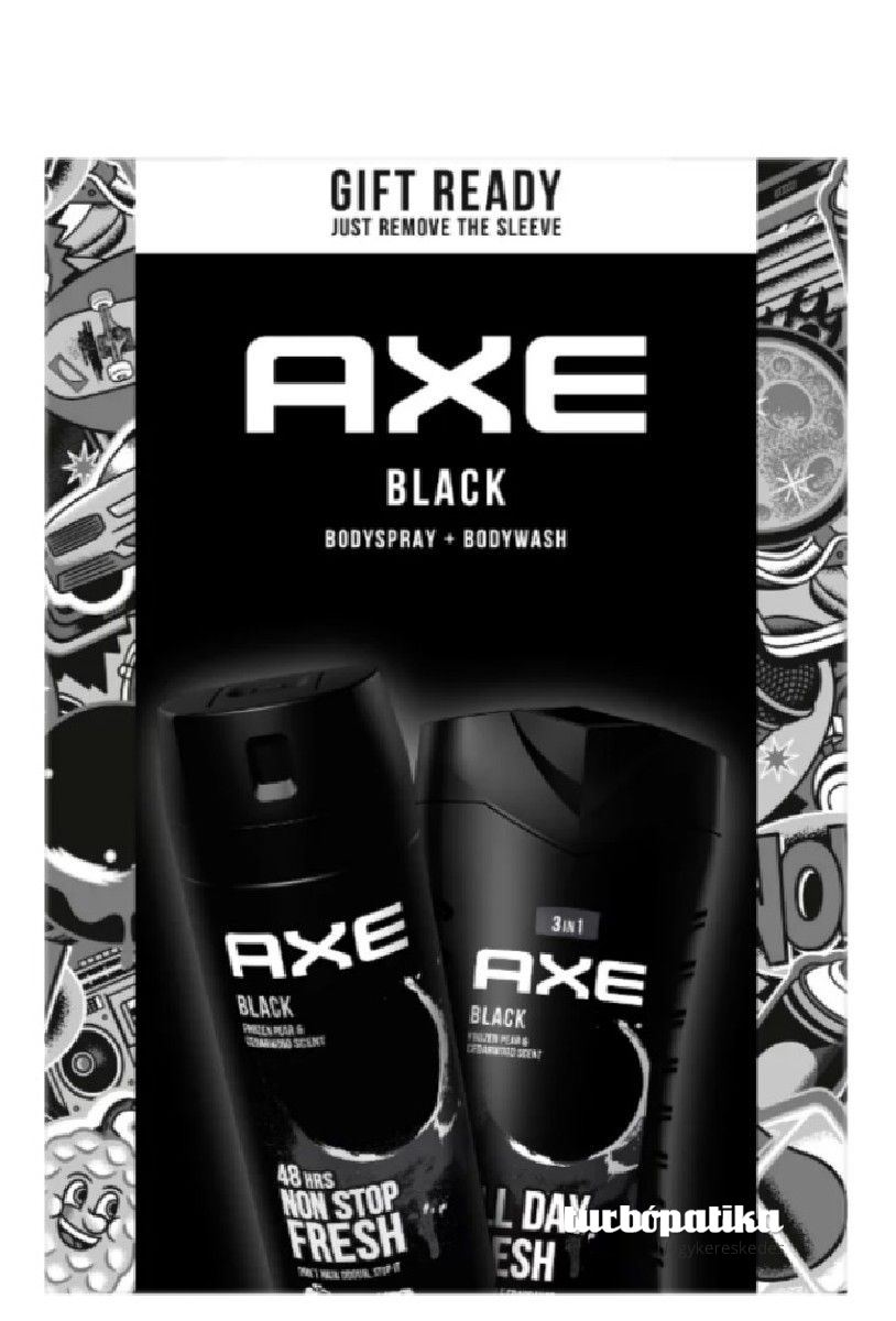 Axe ajándékcsomag Black ( dezodor 150ml + tusfürdő 250ml ) Axe ajándékcsomag Black ( dezodor 150ml + tusfürdő 250ml )
