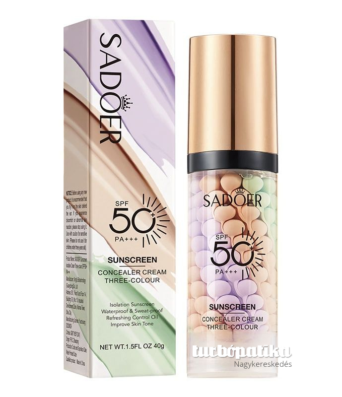 Sadoer 3 színű korrektoros sminkalap és fényvédő SPF 50 PA+++ 40 g SD 74959 Sadoer 3 színű korrektoros sminkalap és fényvédő SPF 50 PA+++ 40 g SD 74959