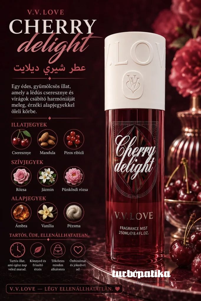V.V. Love testpermet Cherry delight (női illat) 250 ml VL9250-8 V.V. Love testpermet Cherry delight (női illat) 250 ml VL9250-8