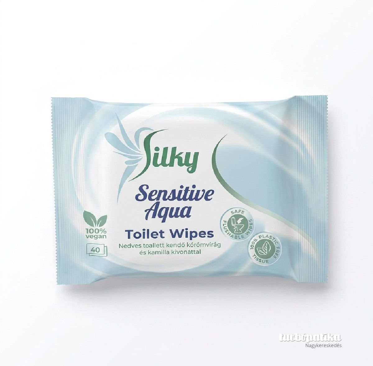 Silky nedves wc papír 40 db-os Sensitive Aqua 100% lebomló Silky nedves wc papír 40 db-os Sensitive Aqua 100% lebomló