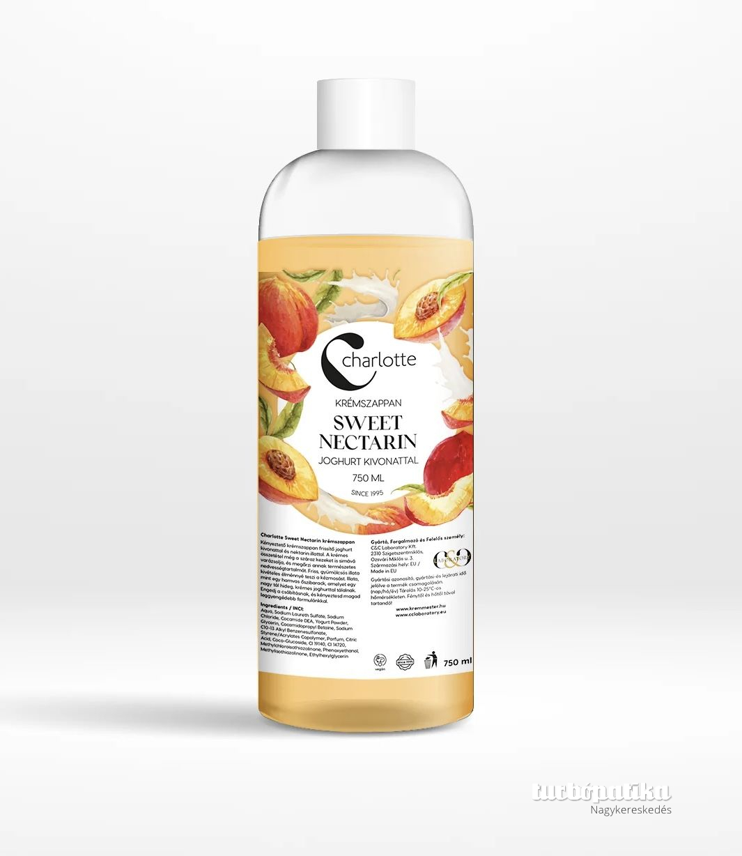 Charlotte Sweet Nectarin krémszappan utántöltő 750 ml Charlotte Sweet Nectarin krémszappan utántöltő 750 ml
